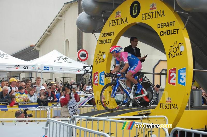 Marco Marzano (Lampre) - start tijdrit in Cholet