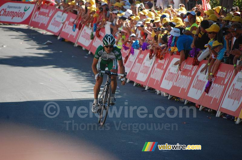 Alexandre Botcharov (Crédit Agricole) bij de finish in Jausiers