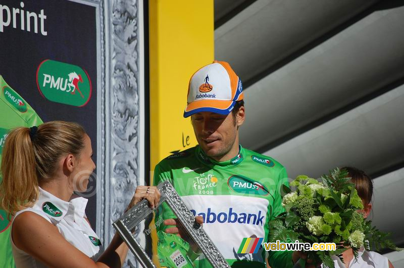 Oscar Freire Rabobank receives the green jersey 2