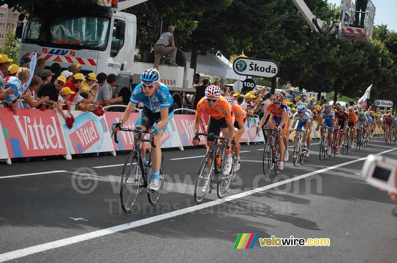 Christian Knees (Milram), Samuel Sanchez, Inaki Isasi (Euskaltel Euskadi) & Koos Moerenhout (Rabobank) in Saint Etienne