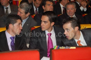 Three Spanish riders: Carlos Sastre (CSC Saxo Bank), Alberto Contador (Astana) & Samuel Sanchez (Euskaltel Euskadi) (1591x)