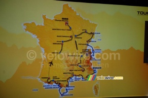 La carte avec le parcours et les étapes du Tour de France 2009 (1169x)