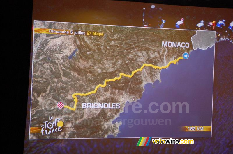 Parcours 2de etappe: Monaco > Brignoles (zondag 5 juli, 182 km)