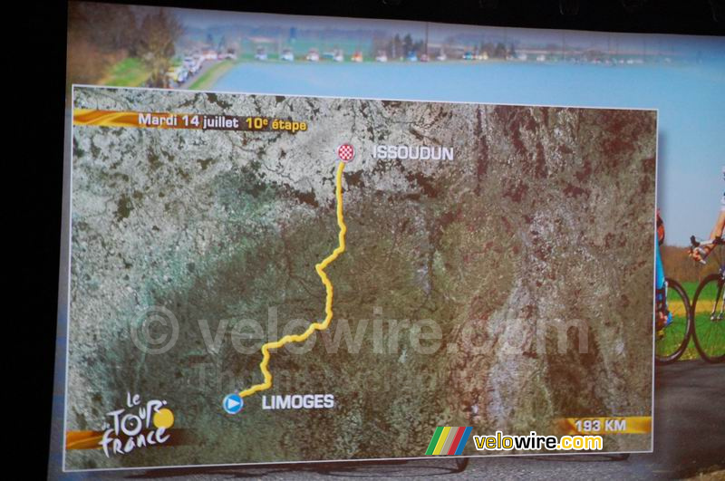 Parcours 10de etappe: Limoges > Issoudun (dinsdag 14 juli, 193 km)