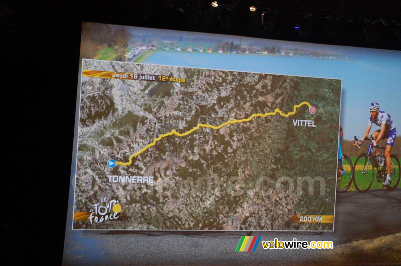 Parcours 12de etappe: Tonnerre > Vittel (donderdag 16 juli, 200 km)