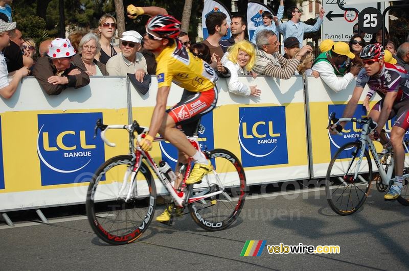 Luis Leon Sanchez (Caisse d'Epargne) viert zijn eindoverwinning