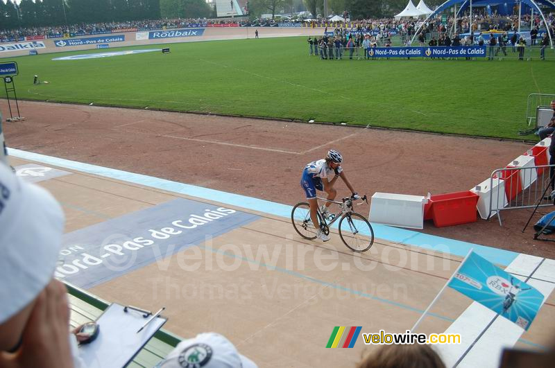 Filippo Pozzato (Katusha) bij de finish