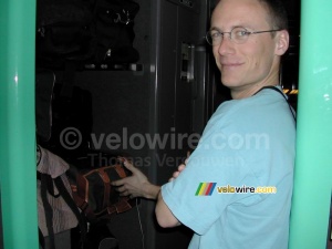 Florent and our train cinema (311x)