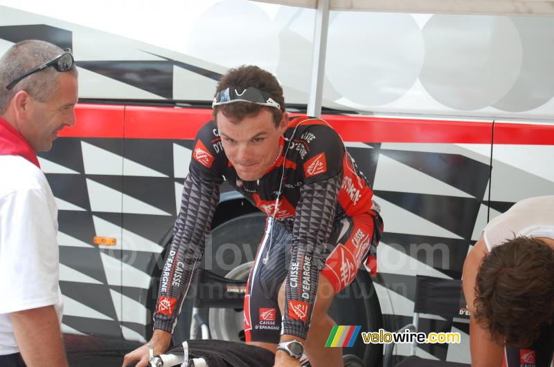 Luis Léon Sanchez (Caisse d'Epargne): warming up voor de ploegentijdrit