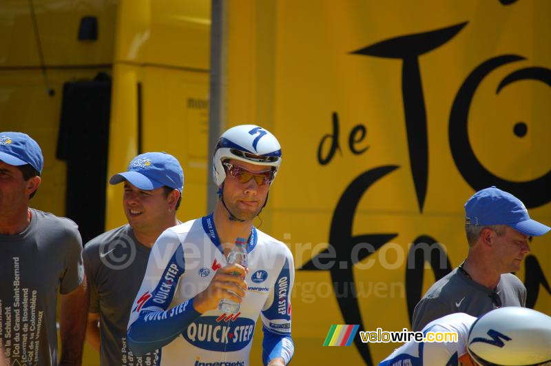 Tom Boonen (Quick Step) voor de start van de ploegentijdrit in Montpellier (2)