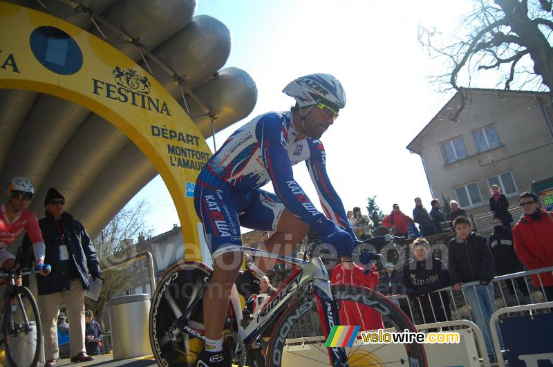 Danilo Napolitano (Katusha) - vertrok ruim 3 minuten te laat