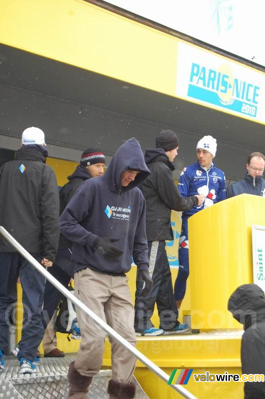 David Millar (Garmin-Transitions) gekleed als een eskimo