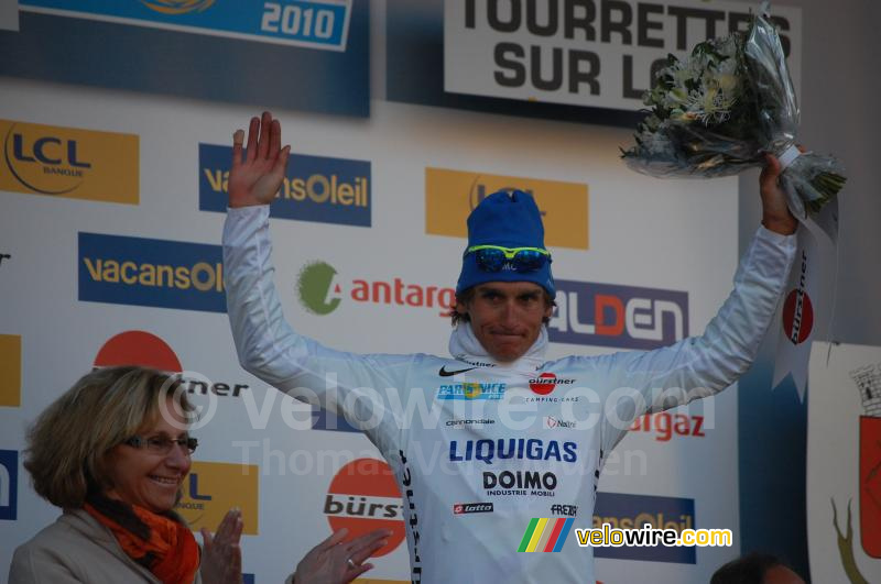 Roman Kreuziger (Liquigas) in het wit in Tourrettes-sur-Loup