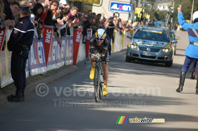 Maxime Monfort (HTC-Columbia) bij de finish