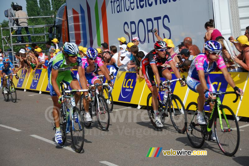 Damiano Cunego (Lampre-Farnese Vini), Christophe Moreau (Caisse d'Epargne), Daniel Oss (Liquigas-Doimo) & Simon Spilak (Lampre-Farnese Vini)