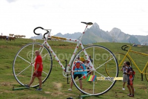 Le vélo à pois et jaune sur le Col d'Aubisque (414x)