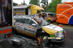 The HTC-Columbia car being washed (812x)