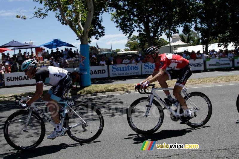 Stuart O'Grady (Leopard-Trek) & Nicki Sörensen (Saxo Bank-Sungard)