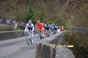 Thomas Voeckler (Team Europcar) on the bridge of Saint-Fiacre (569x)