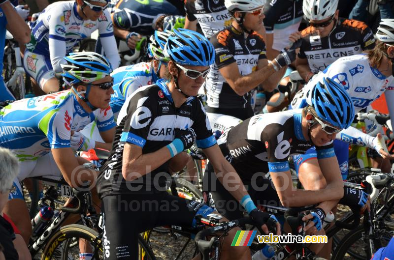 Johan van Summeren (Garmin-Cervélo) voor de start