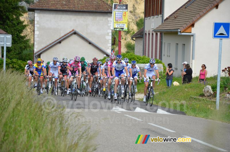 Het peloton op de Côte de Rochefort (1)