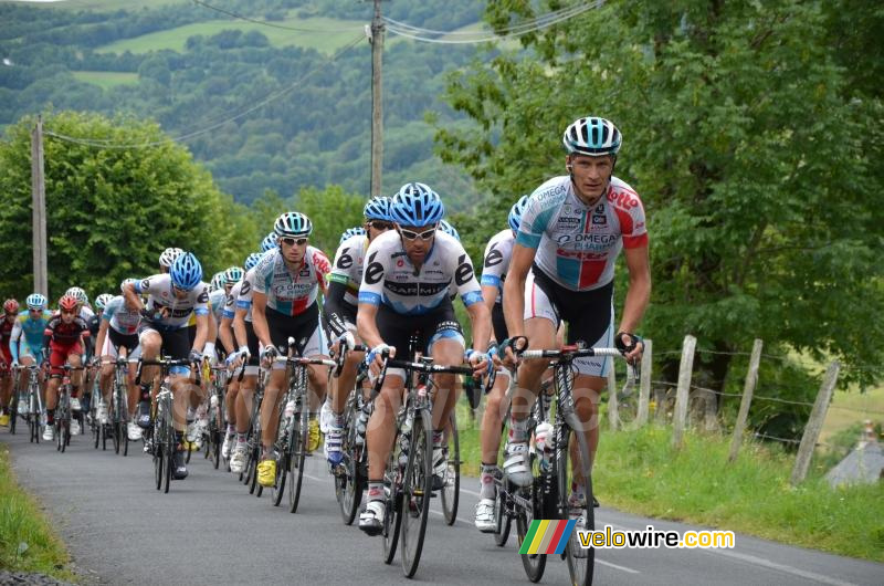 Sebastian Lang en Julian Dean aan kop van het peloton